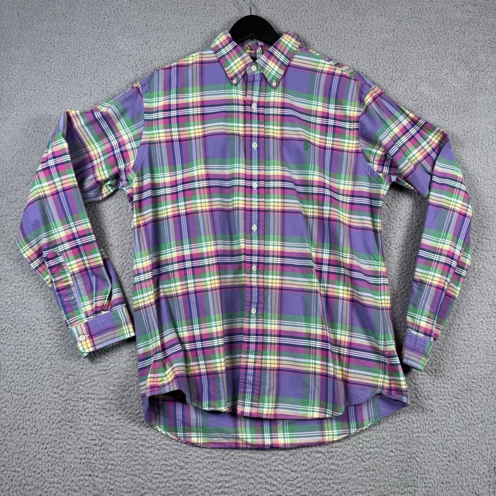 Ralph Lauren Shirt Mens Large Plaid Long Sleeve Polo Button Down Oxford Pastel